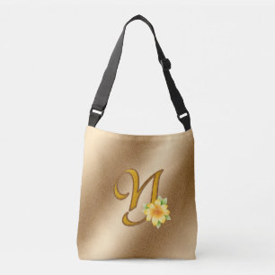 Elegant Floral Gold Y Tragetaschen Mit Langen Trägern