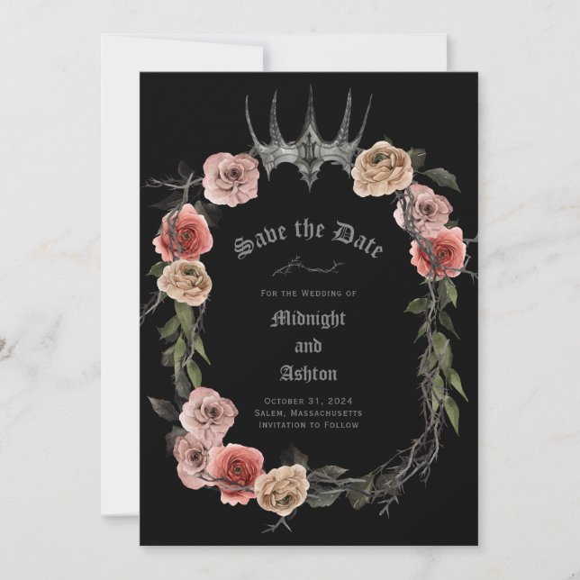 Elegant floral Gothic Save the Date (Vorderseite)