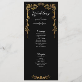 Elegant floral Gothic Wedding Program Menükarte