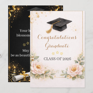 Elegant Floral Graduation Card 2026 Karte