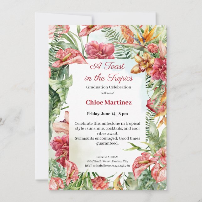 Elegant Floral Graduation Celebration Invitation Einladung (Vorderseite)