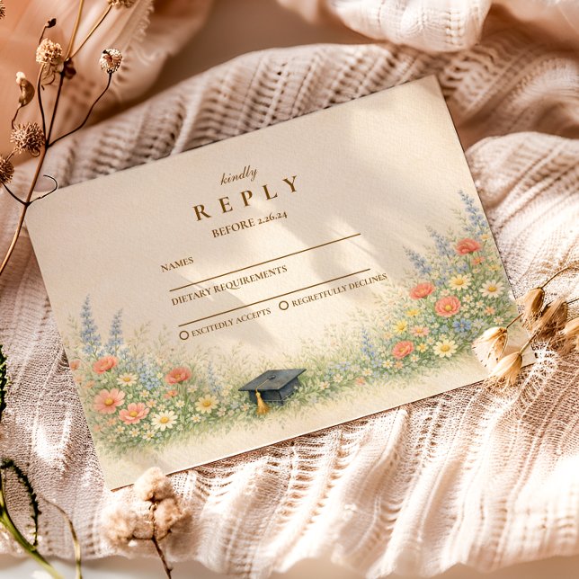 Elegant Floral Graduation Party Celebration RSVP Karte (Von Creator hochgeladen)