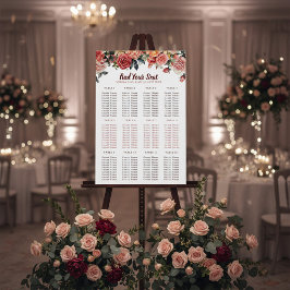 Elegant Floral & Gray Striped Wedding Guest Seatin Acrylschild