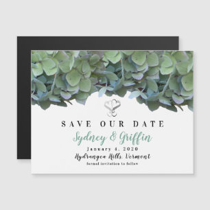 Elegant Floral Green Hydrangea Save Our Date Card Magneteinladung