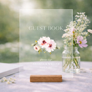 Elegant Floral Guest Book Sign Acrylschild