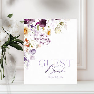 Elegant Floral Guest Book Sign Poster