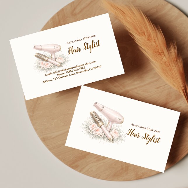 Elegant Floral Hair Stylist Visitenkarte (Von Creator hochgeladen)