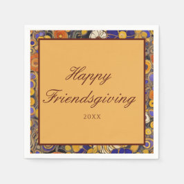 Elegant Floral Happy Friendsgiving Serviette