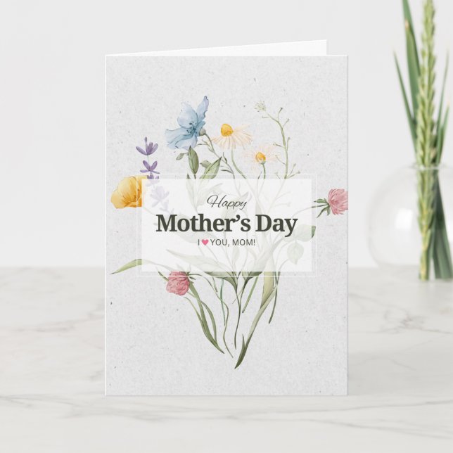 Elegant Floral Happy Mother’s Day Watercolor  Karte (Vorderseite)