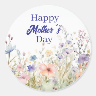 Elegant floral happy Mother's day design Runder Aufkleber