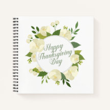 Elegant Floral Happy Thanksgiving | Notebook