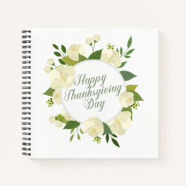 Elegant Floral Happy Thanksgiving | Notebook Notizbuch