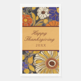 Elegant Floral Happy Thanksgiving Serviette