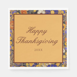 Elegant Floral Happy Thanksgiving Serviette
