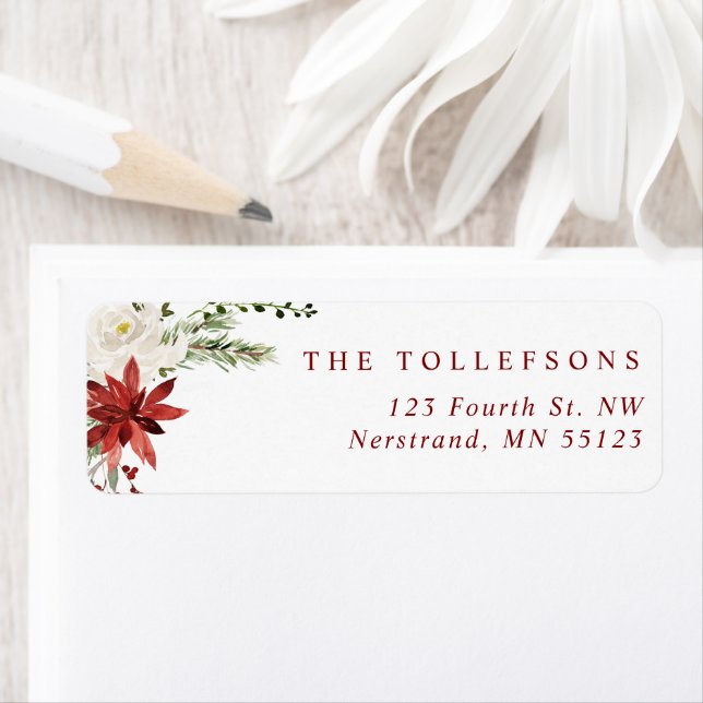Elegant Floral Holiday Return Address Labels (Insitu)