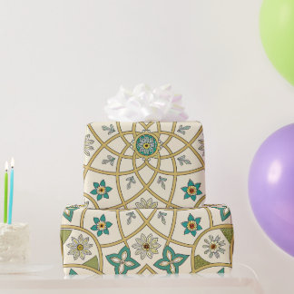 Elegant Floral Islamic Green Gold Geschenkpapier