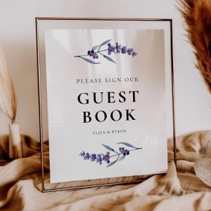 Elegant Floral Lavender Guestbook Poster