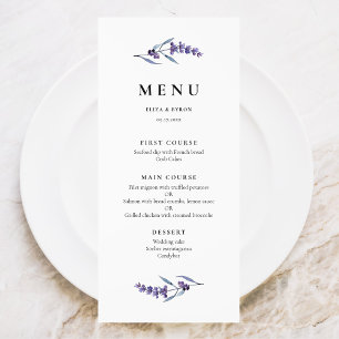 Elegant Floral Lavender Menükarte