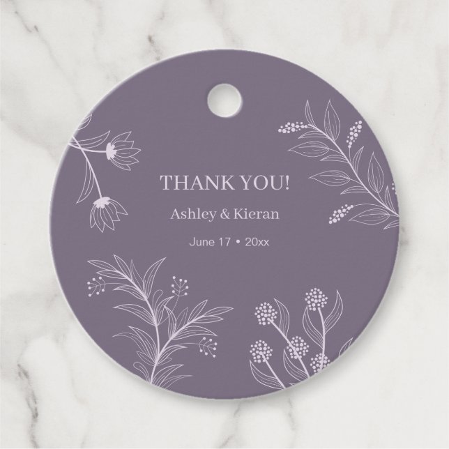 Elegant Floral Lavender Wedding Geschenkanhänger (Vorderseite)