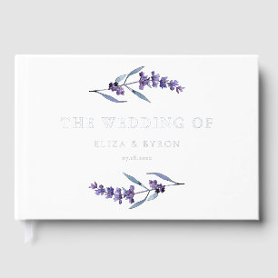 Elegant Floral Lavender Wedding Silver Gästebuch