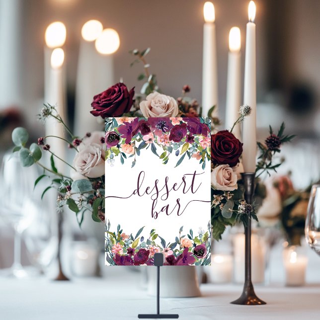 Elegant Floral | Lila Pink Garland Dessert Bar Tischnummer (Von Creator hochgeladen)