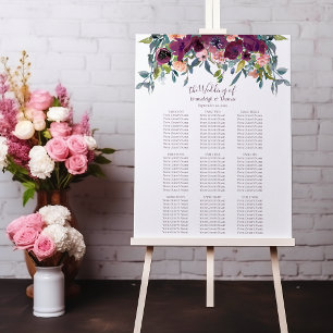 Elegant Floral   Lila Rosa Garland Sitzkarte Poster