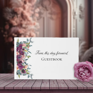 Elegant Floral Lila Rosa Hochzeit Gästebuch