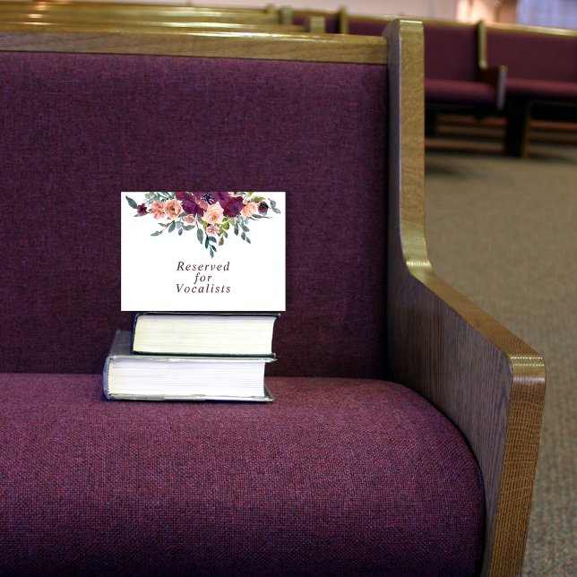 Elegant Floral | Lila rosa Reservierungszeichen Mitteilungskarte (Von Creator hochgeladen)