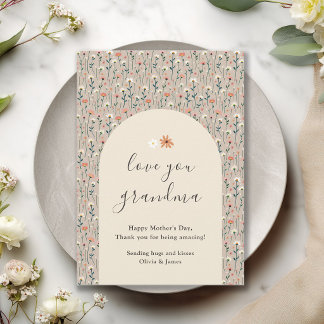 Elegant Floral Love You Grandma Mother's Day Card Feiertagskarte