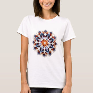 Elegant Floral Mandala - Fiery Blue und Gold T-Shirt