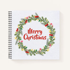 Elegant Floral Merry Christmas | Notebook Notizbuch