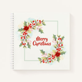 Elegant Floral Merry Christmas | Notebook Notizbuch