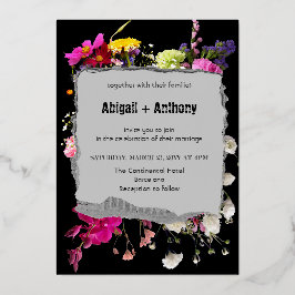 Elegant floral mit stilvoller Betongrenze Folieneinladung