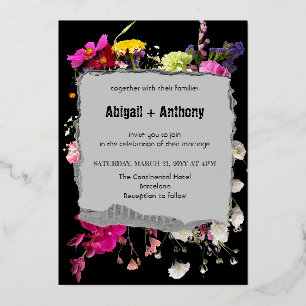 Elegant floral mit stilvoller Betongrenze Folieneinladung