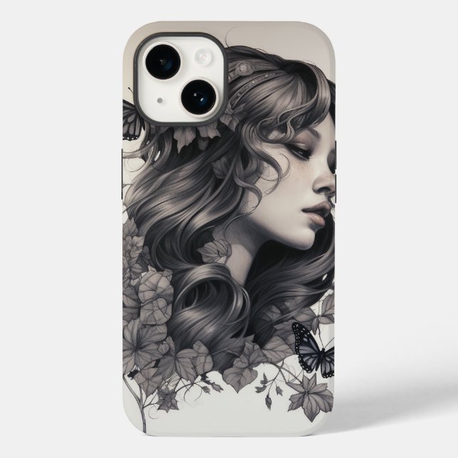 Elegant Floral Monogram Case-Mate iPhone Hülle (Rückseite)