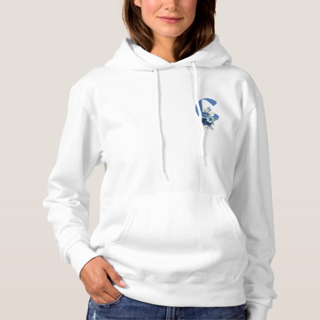 Elegant Floral Monogram Custom Birthday Gift Hoodie (Vorderseite)
