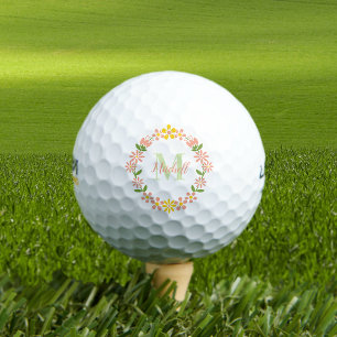 Elegant Floral Monogram Golfball