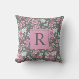 Elegant Floral Monogram Kissen