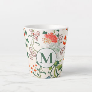 Elegant Floral Monogram Milchtasse