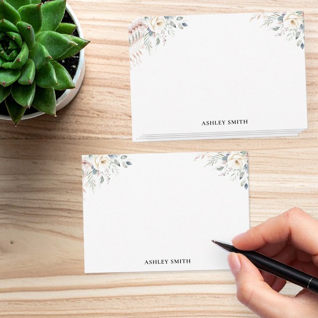 Elegant Floral Monogram Mitteilungskarte (Von Creator hochgeladen)