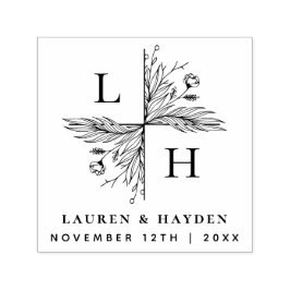 Elegant Floral Monogram | Save the Date Hochzeit Permastempel