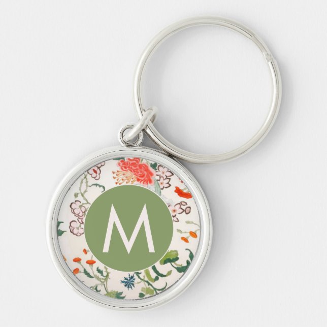 Elegant Floral Monogram Schlüsselanhänger (Vorne)