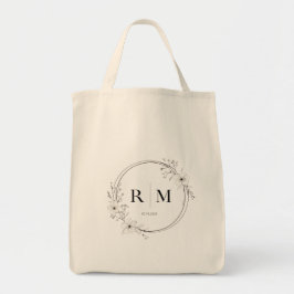 Elegant Floral Monogram Tote Bag Personalized  Tragetasche