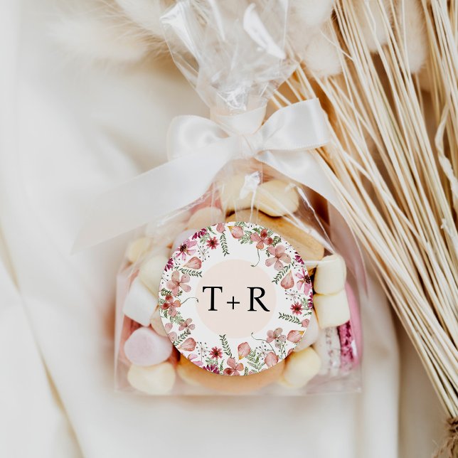 Elegant Floral Monogram Wedding Envelopers Sticker (Von Creator hochgeladen)