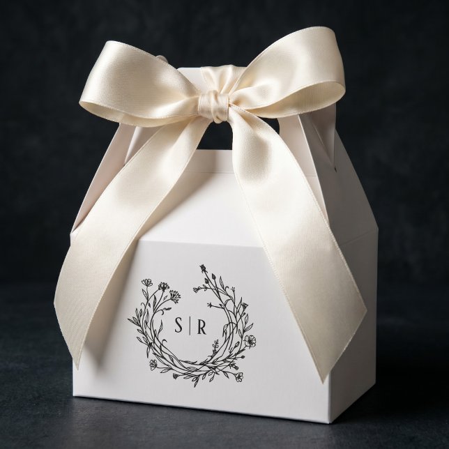 Elegant Floral Monogram Wedding Guest Favor Boxes Geschenkschachtel (Von Creator hochgeladen)