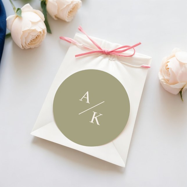 Elegant floral Moss Green Runder Aufkleber (Von Creator hochgeladen)