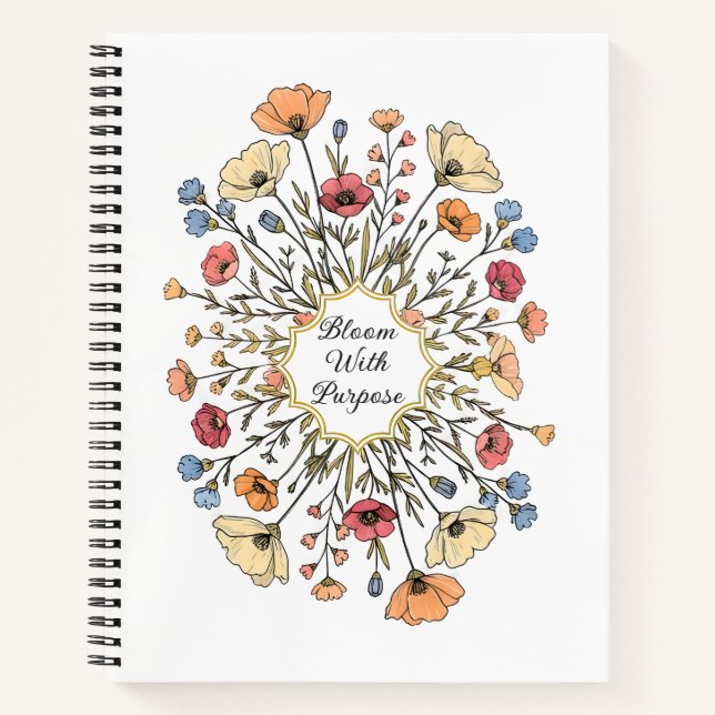 Elegant Floral Motivational Notebook Notizbuch (Vorderseite)