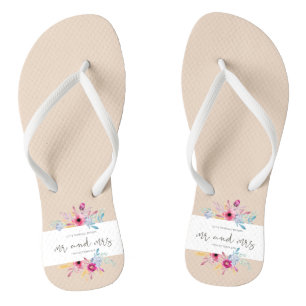 Elegant Floral Mr & Mrs Wedding Flip Flops