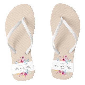 Elegant Floral Mr & Mrs Wedding| Flip Flops