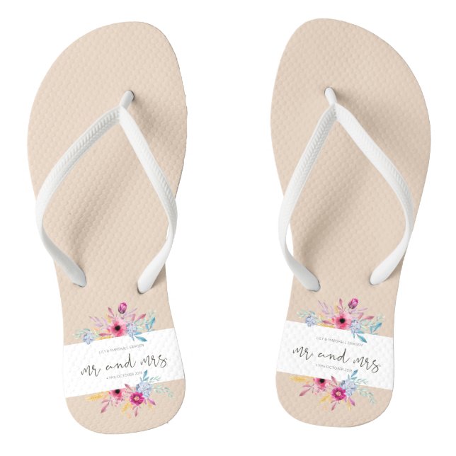Elegant Floral Mr & Mrs Wedding| Flip Flops (Fußbett)
